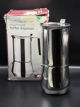 Ilsa Turbo Express Cup Stovetop Espresso Maker 18/10 Stainless Steel Italy Used. Price: $75.00.