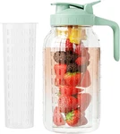 Junvpic Glass Mason Jar Pitcher, 64OZ (2 Quart) Wide Mouth Jug With Dual Leak-pr New. Price: $29.07.