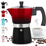 Zulay Kitchen Stovetop Espresso Maker Moka 3-CUP, Dark Red & Midnight Black New. Price: $28.99.