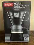Bodum Melior Manual Drip Coffee Maker Stainless Steel Filter Glass Pot Mint Open. Price: $15.99.