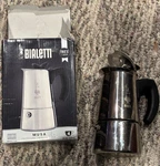 Bialetti Musa Coffee Espresso Maker - 4 Cups Stainless Steel Induction Used. Price: $24.99.