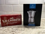 Zulay Moka Pot Expresso Maker 3 Cups New In Box - With Carreta. Price: $21.95.