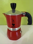 Bialetti Moka Mini Italian Stovetop Coffee Maker Express Cup Red, 5 1/2 Tall Used. Price: $25.00.