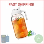 VA1KENE 64OZ Glass Pitcher, 2 Quart Mason Jar With Lid And Spout Wide New. Price: $26.22.