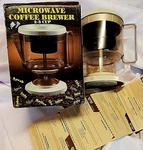 Nordic Ware 2 - 5 Cup Microwave Coffee Brewer New Open Box W/ Recipe Cards 64400. Price: $22.50.