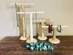 Wood Jewelry Stands Display Hair Tie Holder Bracelet Necklace Organizer Watch New. Price: $29.99.