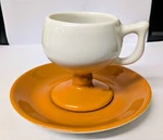 Vtg Mcm Caribe Puerto Rico Usa Pedestal Espresso Cup/saucer Set Burnt Orange Used. Price: $25.00.