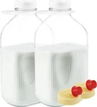 64 Oz Glass Milk Bottle With Lids, Half Gallon Dispenser By Kitchentoolz New. Price: $33.24.
