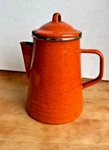Paula Deen Orange Enamel Stove Top Coffee Pot Farmhouse Rustic/ Camping/campfire Used. Price: $24.00.