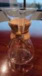 Chemex Usa Classic Pour-over Glass Coffee Maker 8-CUP Wood Collar Leather 9" Used. Price: $29.99.