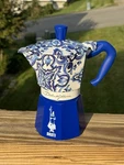 Bialetti X Dolce & Gabbana Blue Moka Machine 6-CUP Coffee Maker Open. Price: $79.99.