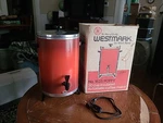 West Bend Percolator Coffee Pot 30 Cup Barn Red Vintage Tested Used. Price: $25.00.