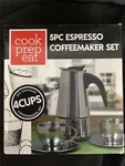 &+ Cook Prep Eat 5 Piece Stovetop Espresso Coffee Maker Set With Cups New. Price: $31.50.
