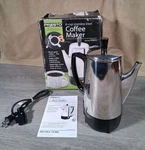 Presto Stainless Steel Coffee Maker, Classic Percolator, Easy Pour - Good Cond. Used. Price: $32.99.