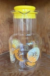 Pyrex Glass Juice Carafe / Pitcher With Lid 1.5 Qt Lemons Oranges #3515 Vintage Used. Price: $15.00.
