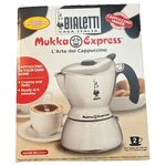 Bialetti Casa Italia Mukka Express Cappuccino Maker 2-CUP Stovetop Italy W/ Box Used. Price: $49.99.