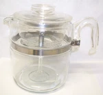Vintage Pyrex Flameware Glass 6-9 Cup Percolator Coffee Pot Complete 7759-B Used. Price: $159.95.