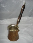 Vtg Copperbull Brand Turkish Coffee Pot With Inlayed Pearl Shell Handle Used. Price: $27.99.