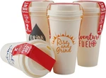 Set Coffee Cups & Lids, Reusable Premium Plastic. Assorted Prints 16OZ Now New. Price: $38.99.